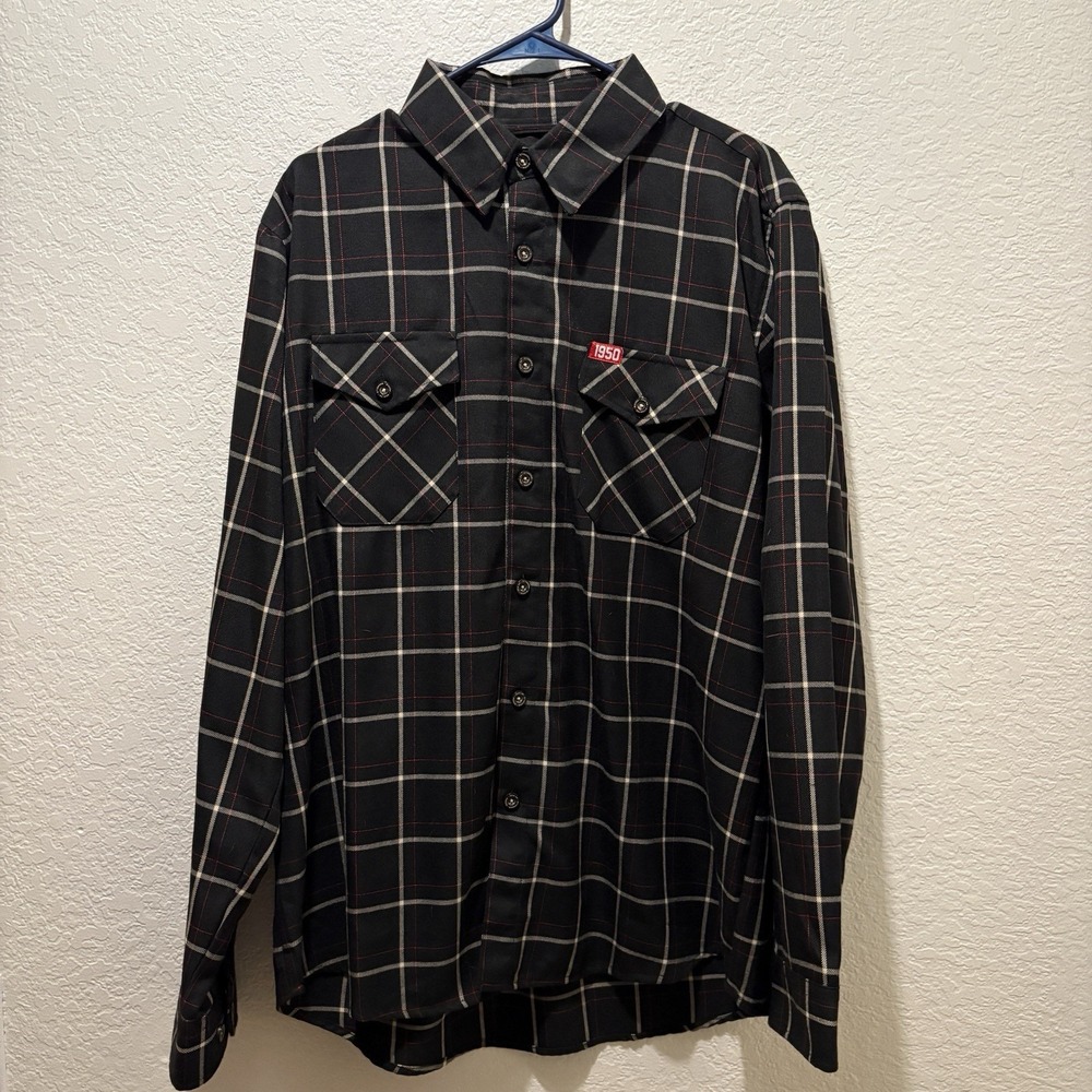 Dixxon Flannel Shirt Mens Large Boswell's Nashville Gray Plaid Long Sleeve